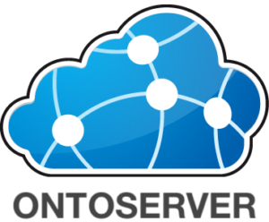 Ontoserver image which is blue and cloud shaped with connective dots inside the cloud